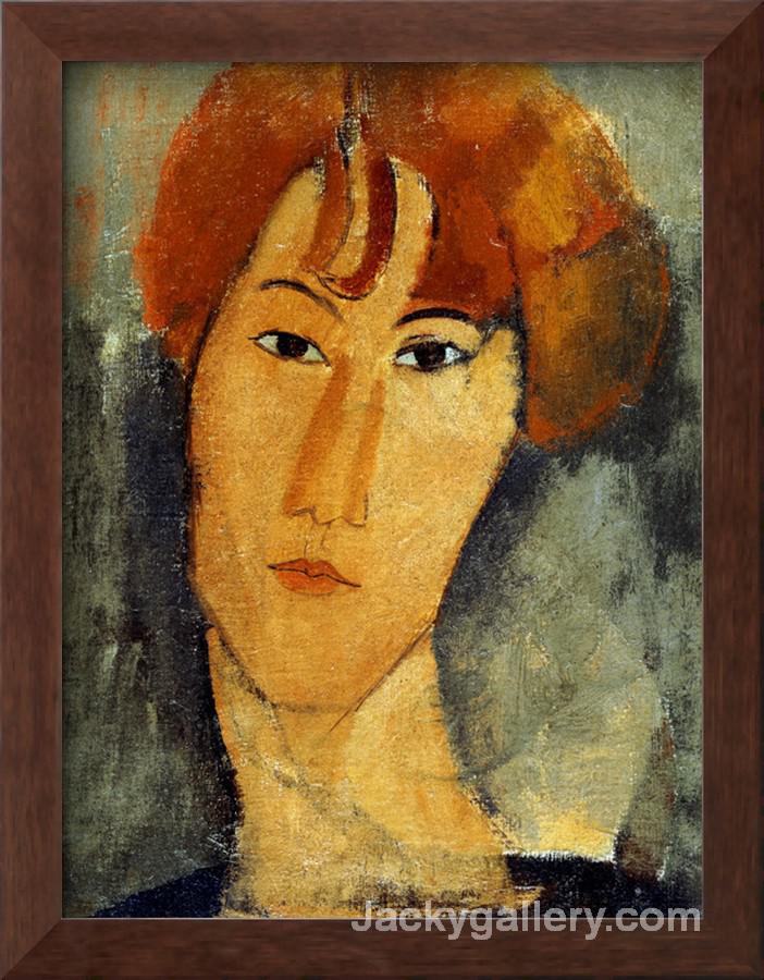 A young Woman with a Reddish Brown Collar by Amedeo Modigliani paintings reproduction